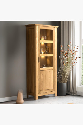 Massive Eichenholz Vitrine eintürig rechts rustikal modern braun